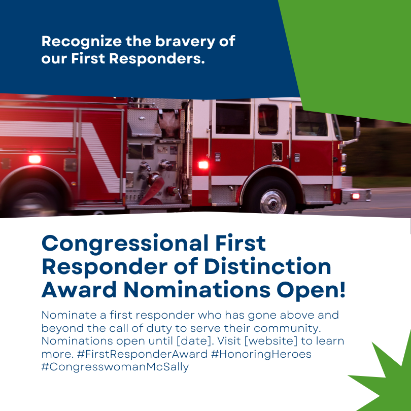 Congressional First Responder of Distinction Award- Fire truck in picture, words describe the remaining details.