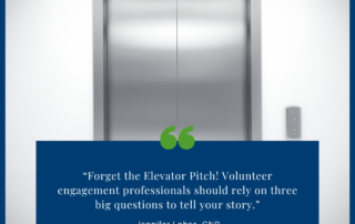 Forget the Elevator Pitch - a picture of elevator doors with a quote over it.